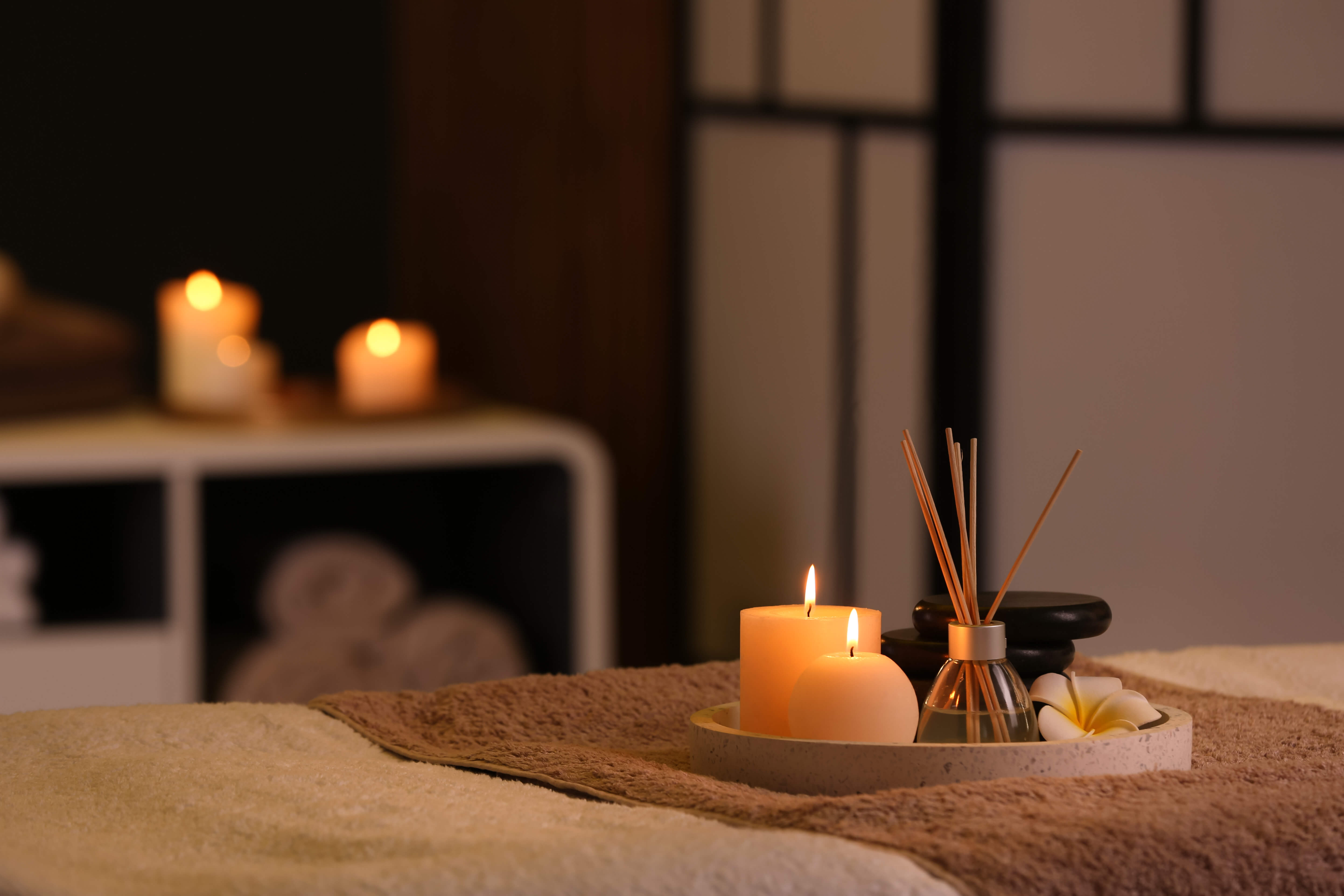 candles in a spa treatment room